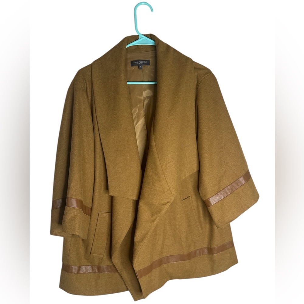 Waverly Mustard Poncho with Brown Accents